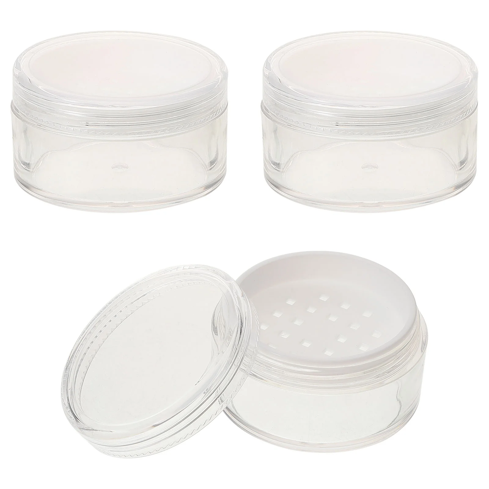 3 Pcs Portable Powder Case with Puff Makeup Container Travel-friendly for Easy-to-carry Loose Storage