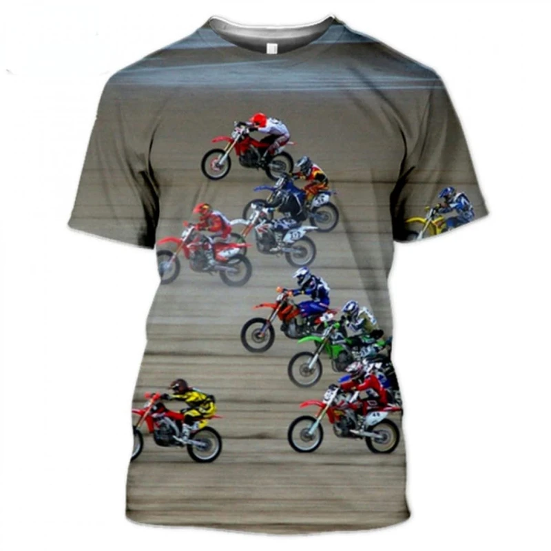 Newest Men\'s Cool Motocross 3D Printed Short-sleeved T-Shirt Extreme Sports Motorcycle Hip-hop Streetwear Top Kids Tees Clothes