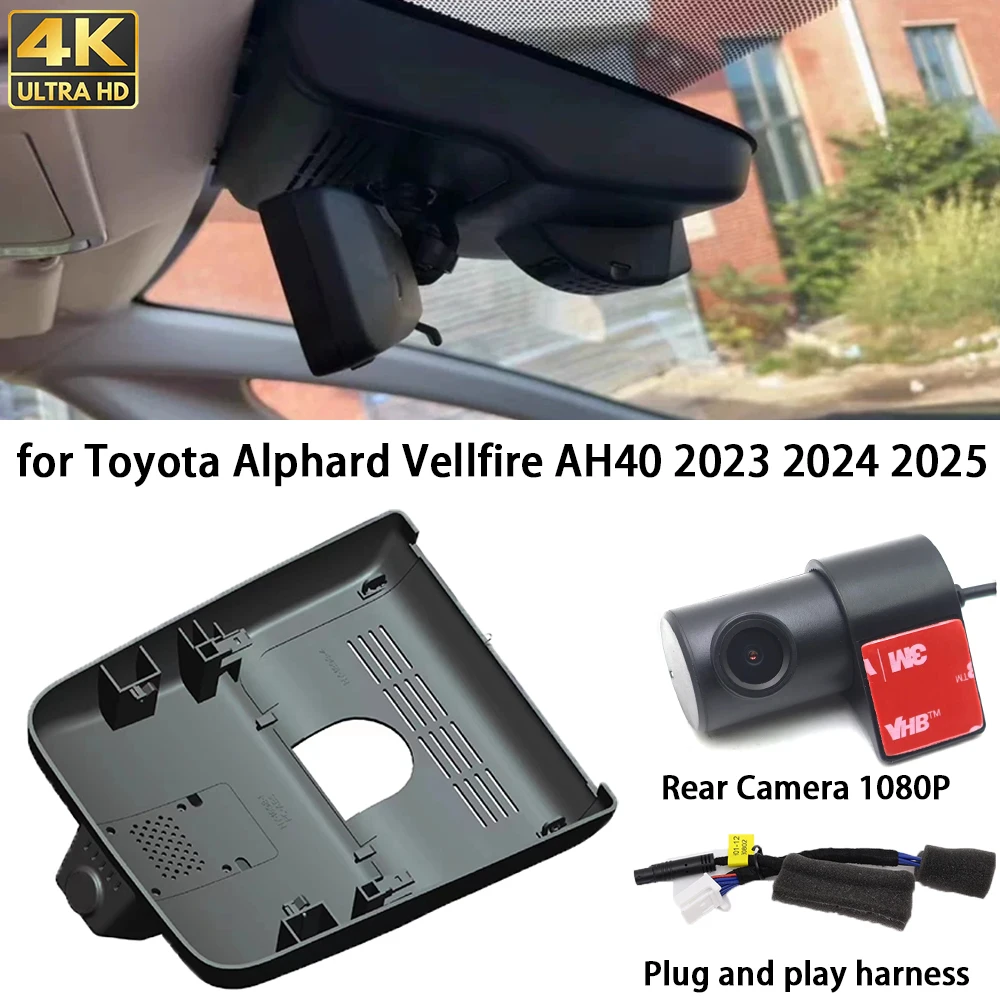 

for Toyota Alphard Vellfire AH40 2023 2024 2025 4K Dash Cam Front Rear Camera DVR Plug and Play Video Recorder 24h Record Wifi