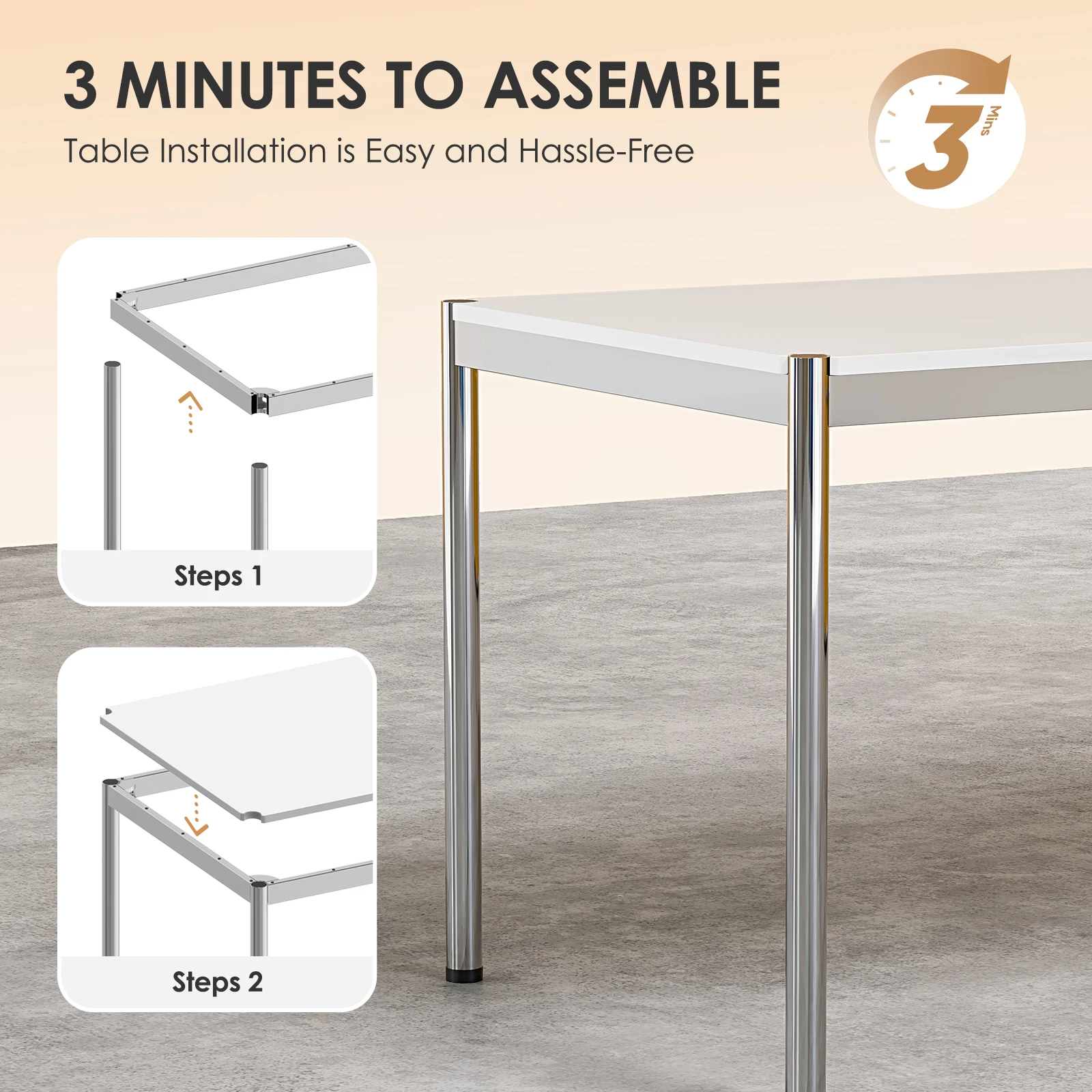 طاولة مكتب USM Haller حديثة ، مكتب كمبيوتر منزلي بتصميم بسيط ، مكتب عمل للكتابة من الكروم التنفيذي لغرفة النوم