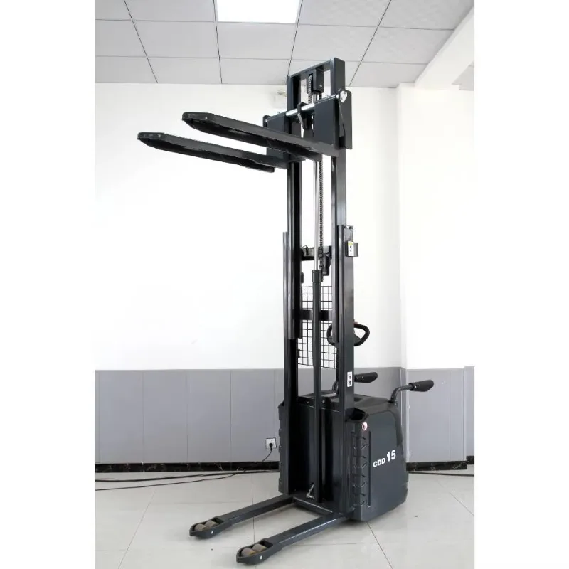 customized battery operated stacker pallet lifting truck stand on driving stable cargo stacking work for logistic park purchaser