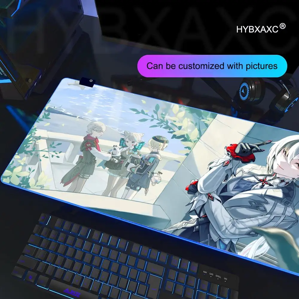 

Коврик для мыши Genshin Impact Arlecchino Коврик для мыши RGB Коврик для игрового стола HD Gamer Большой светодиодный светильник XXL Коврики для мыши ПК Компьютерный ковер