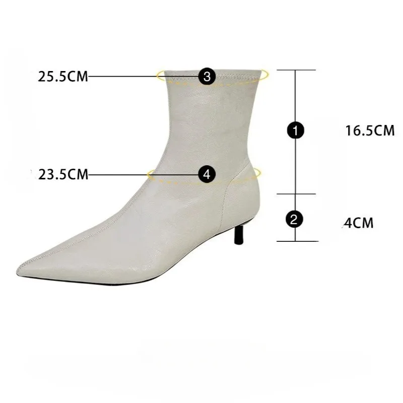 2025 New Pointed Toe Ankle Boots Fashion Mid Heels Sexy Shoes Designer Elegant Winter Short Boots Classical Party Pumps Zapatos