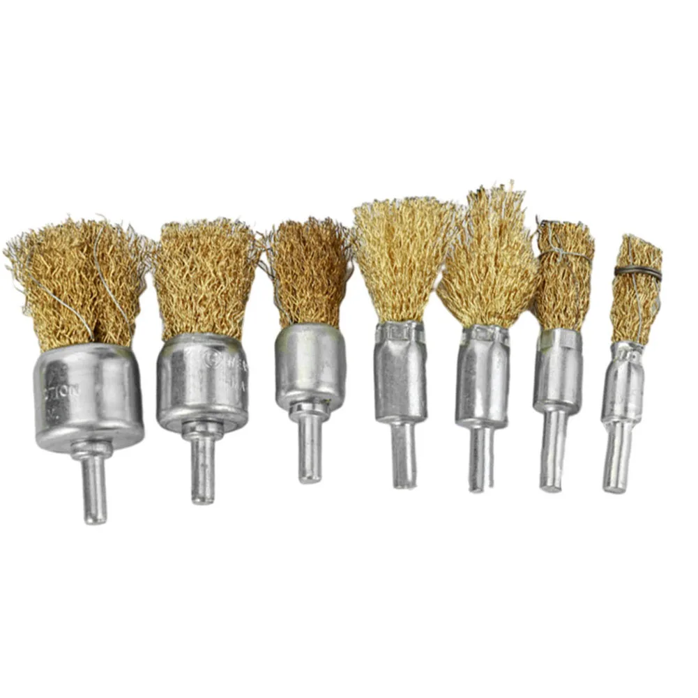 1pc Heavy Duty 6mm Shank Copper Plating Stainless Steel Wire Wheel Brushes Suitable For Aviation And Petroleum Industries