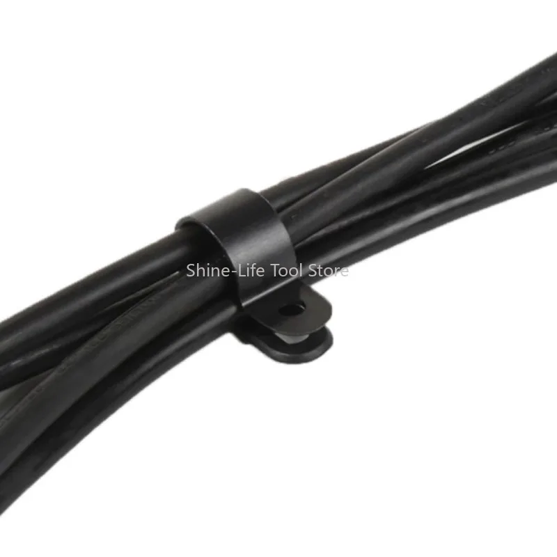 CC-0 1 2 3 4 5 6 Black R-Type Nylon Cable Clamp Fasteners Cable Mounting Fix Plastic P Clips