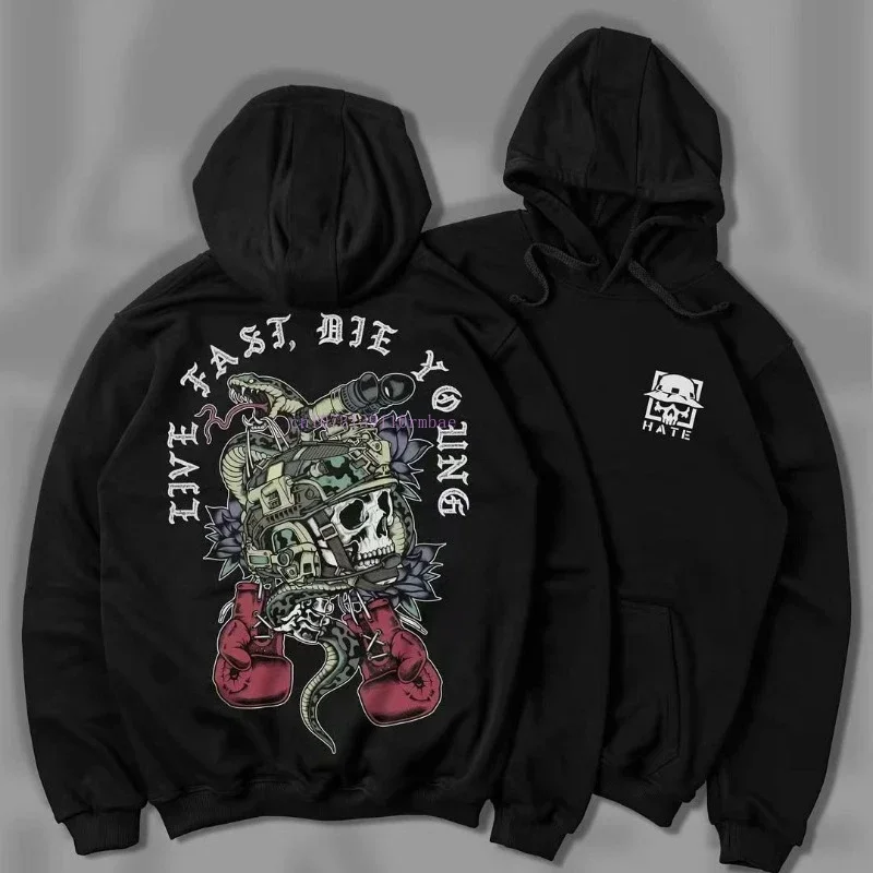 

Solid Color Cotton Black Pullover Hoodie Men Women Personality Pattern Printing Sweatshirt Spring Loose Thickened Couple Hoodie