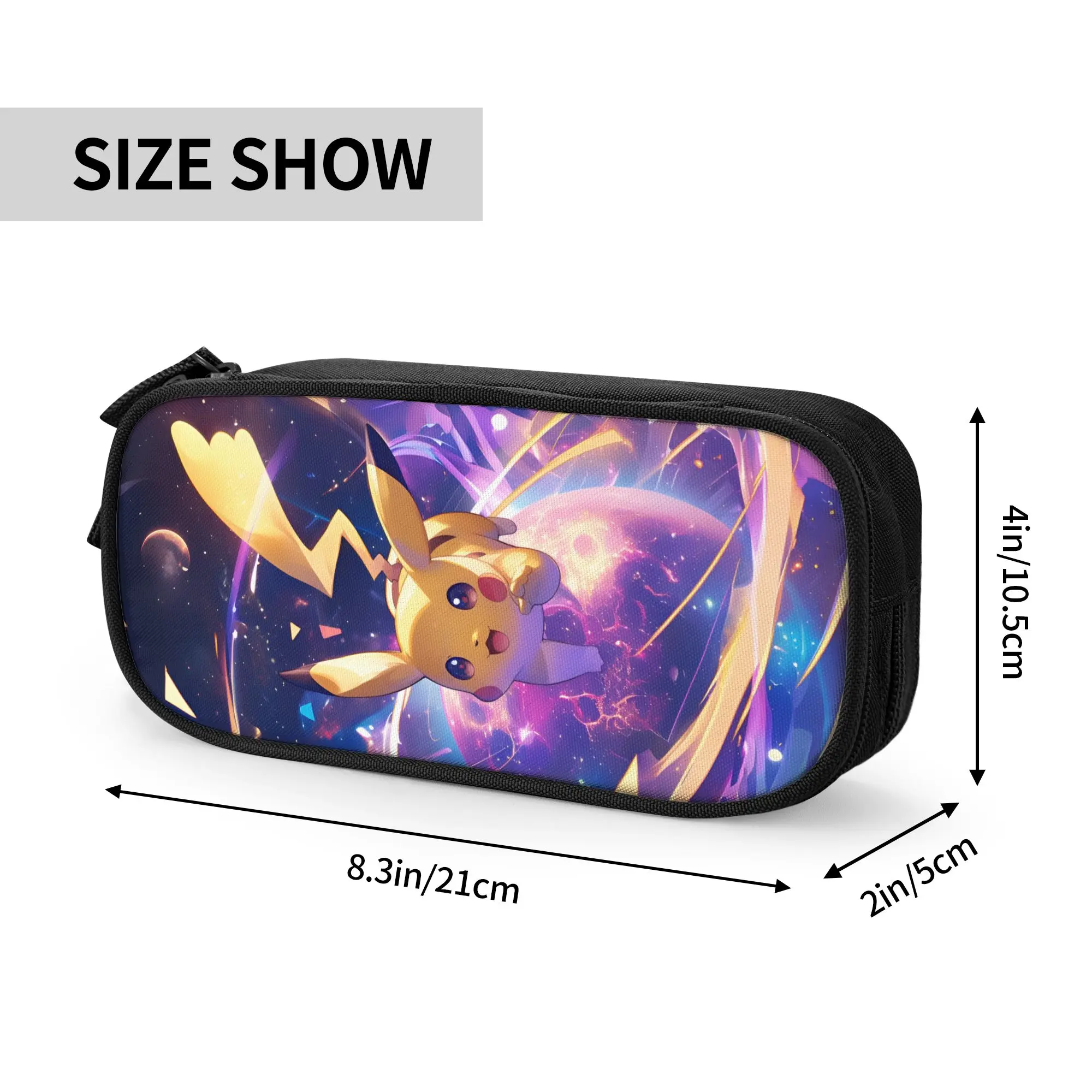 Custom Pokemoned P-Pikachus Cute Pencil Case Boy Girl Large Capacity Thunderbolt Cute Printed Pencil Bag School Accessories view 4