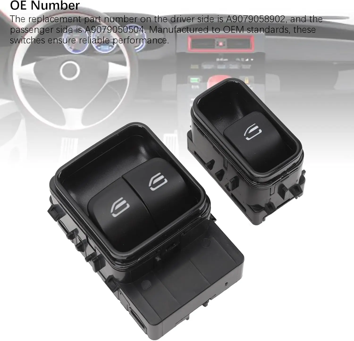 Replacement Electric Window Control Switch A9079050504 for Benz Sprinter W907 910 Driver Passenger Side New Condition