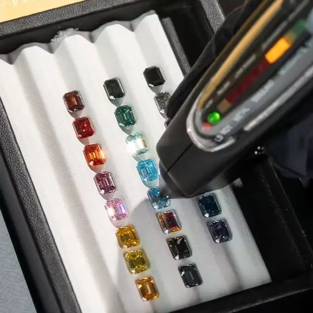 Lab Moissanite Red / Blue / Yellow / Green / Black / Purple / Pink / Champagne Emerald Cut Moissanite Stone with GRA Certificate