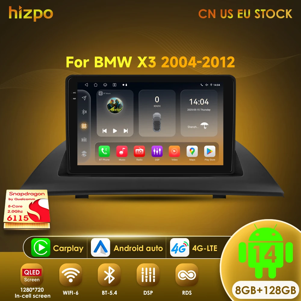 Hizpo 9 Inch AI Car Radio Screen Multimedia Video For BMW X3 E83 2004 2005 2006-2012 GPS Navigation Player Android Auto CarPlay