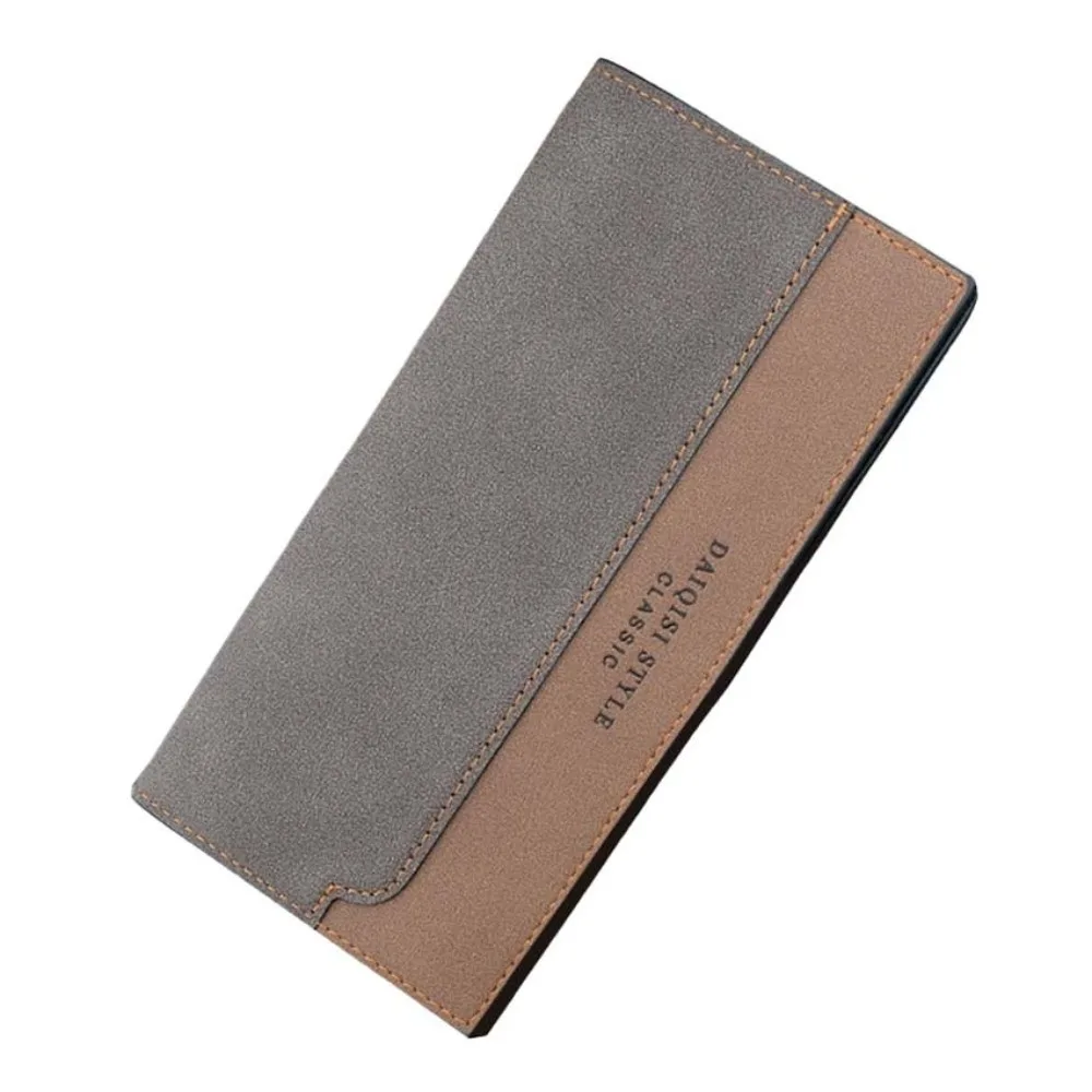 

Portable Large Capacity Long Suit Wallet PVC Coffee Men Business Wallet Multiple Card Holder Black Contrast Color PU Purse Daily