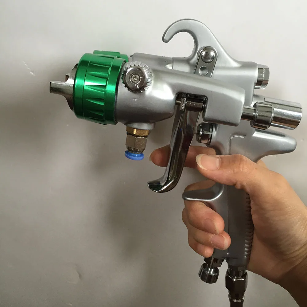 

SAT1189 Dual Nozzle Spray Gun Pressure Feed Pneumatic Cat Profesional Double Nozzle Chrome Cat Spray Gun