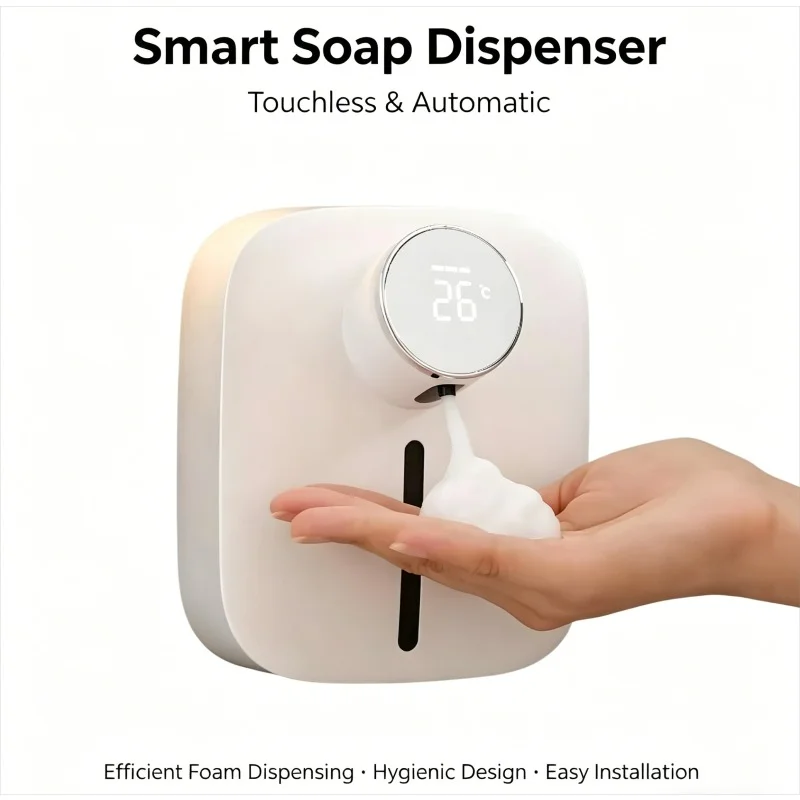 Automatic Dish Soap Dispenser, USB Rechargeable Hands-Free Foam Maker, for Sink Countertop, Kitchen, Wall Mounted, Saves Liquid