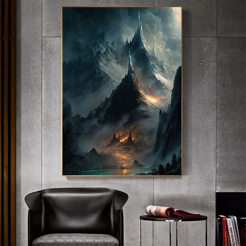 Classic Movie Middle-Earth Fantasy Landscape LOTR Poster and Prints Canvas Painting Wall Art Pictures Home Room Decor Gift