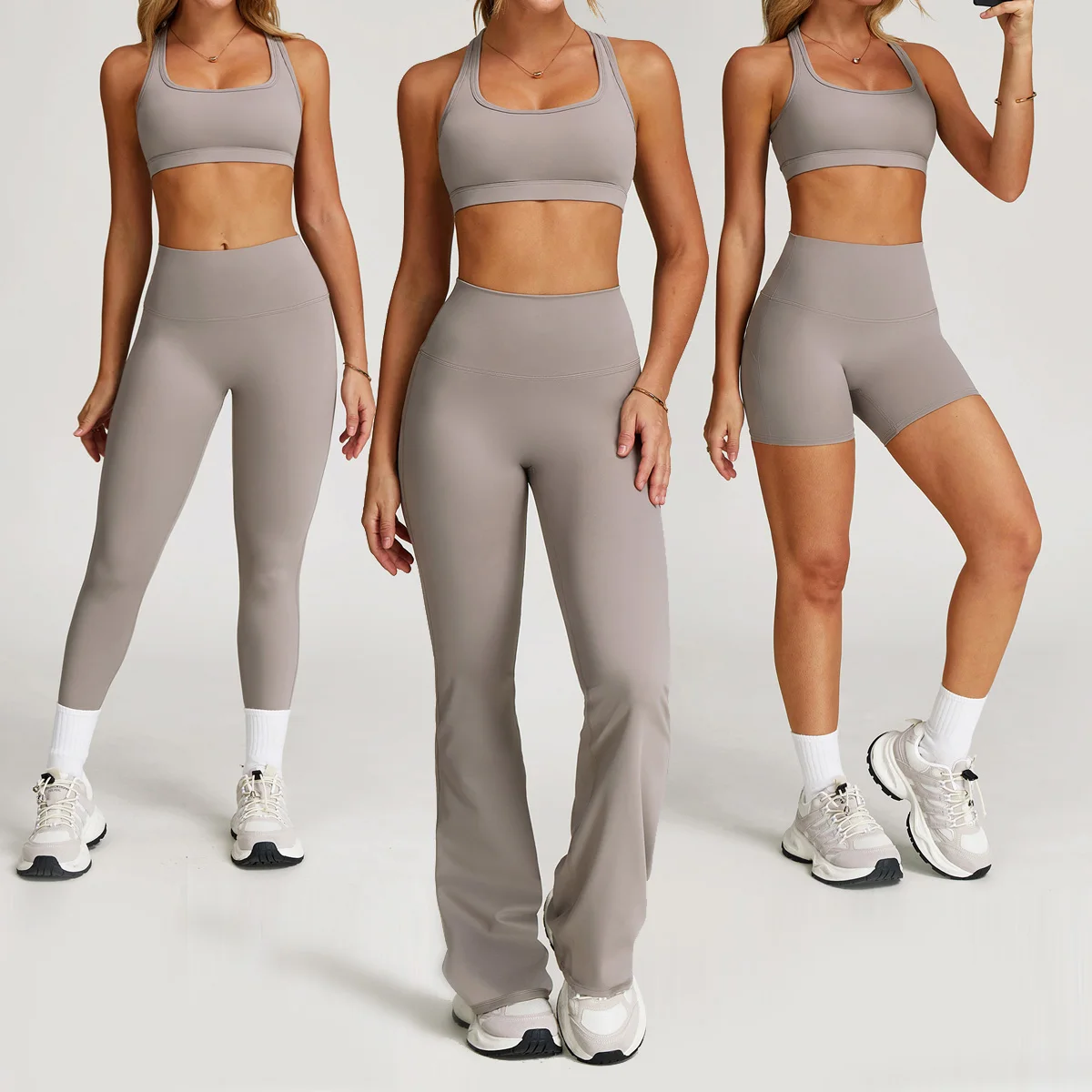 

Yoga Set 2PCS Women Tracksuit Nude Feeling Workout Sets Gym Clothes Push Up Fitness Running Sportwear Sport Bra Leggings Suit