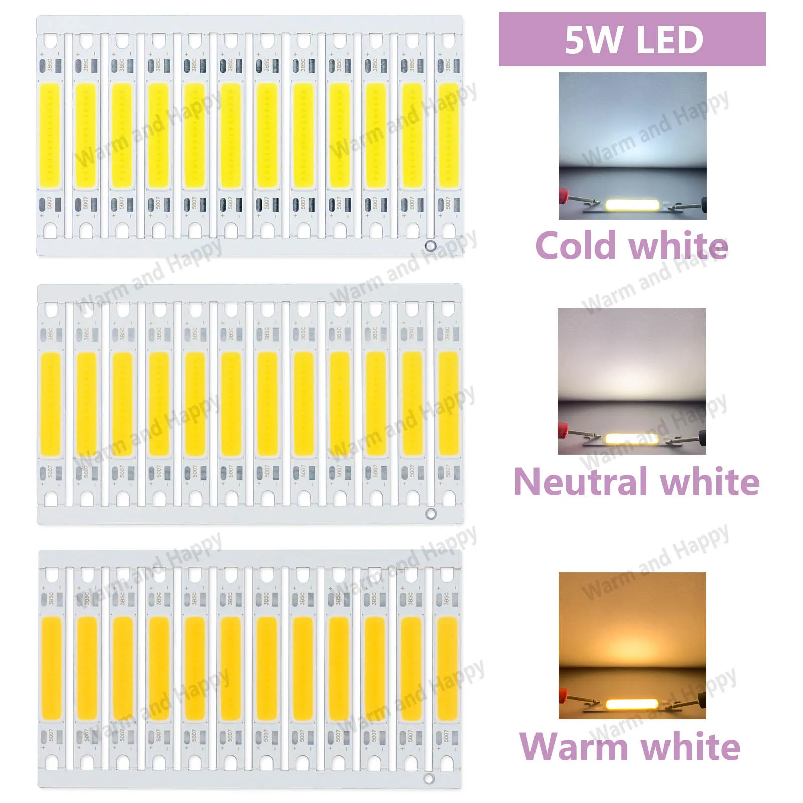 Imagem -04 - Lâmpada de Parede Exterior Led para Faça Você Mesmo Lâmpada de Tira Longa Pátio Chip Potência Total Cob 3w 5w 300ma 12 Pcs