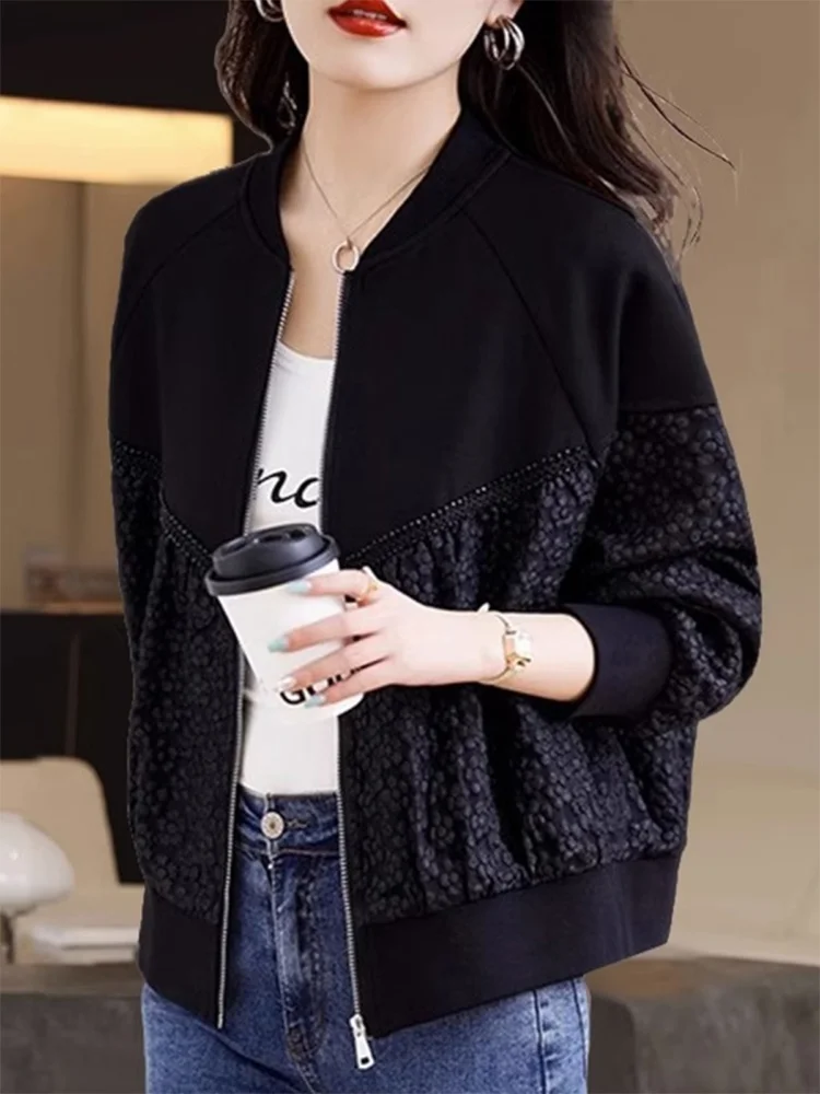Fashionable Ladies Baseball Jacket Short Outerwear Spring Autumn 2026 New Popular plus Size Slimming Top Zipper Design Long S...