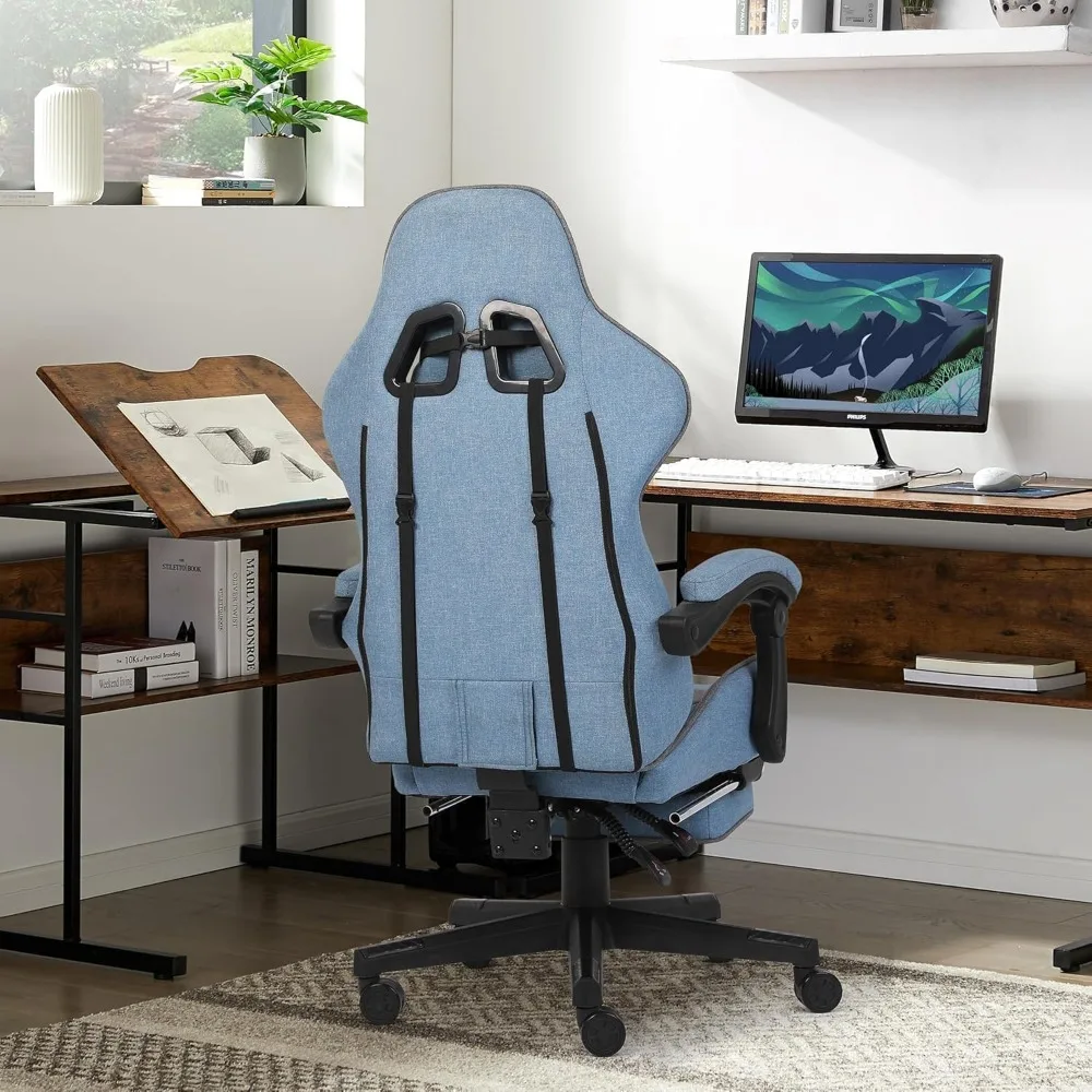 Ergonomic High-Back Gaming Chair with Footrest, Adjustable Armrests, and Lumbar Support for Adults - Comfortable Computer Office