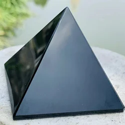 Natural Black Obsidian Crystal Pyramid Energy Generator Natural Quartz for Chakra Reiki Home Decor