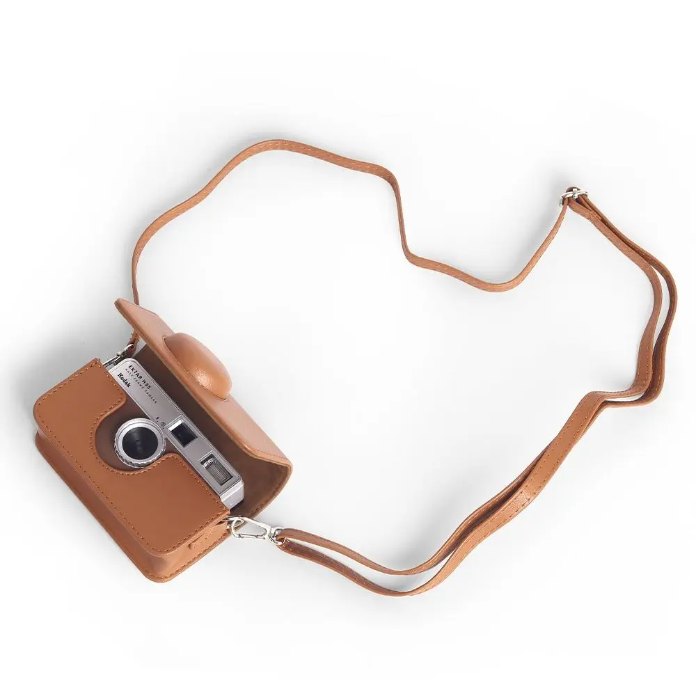 PU Leather Camera Bag with Shoulder Strap Solid Color Storage Bag Anti-Scratch Shockproof for KODAK EKTAR H35/F501/F9