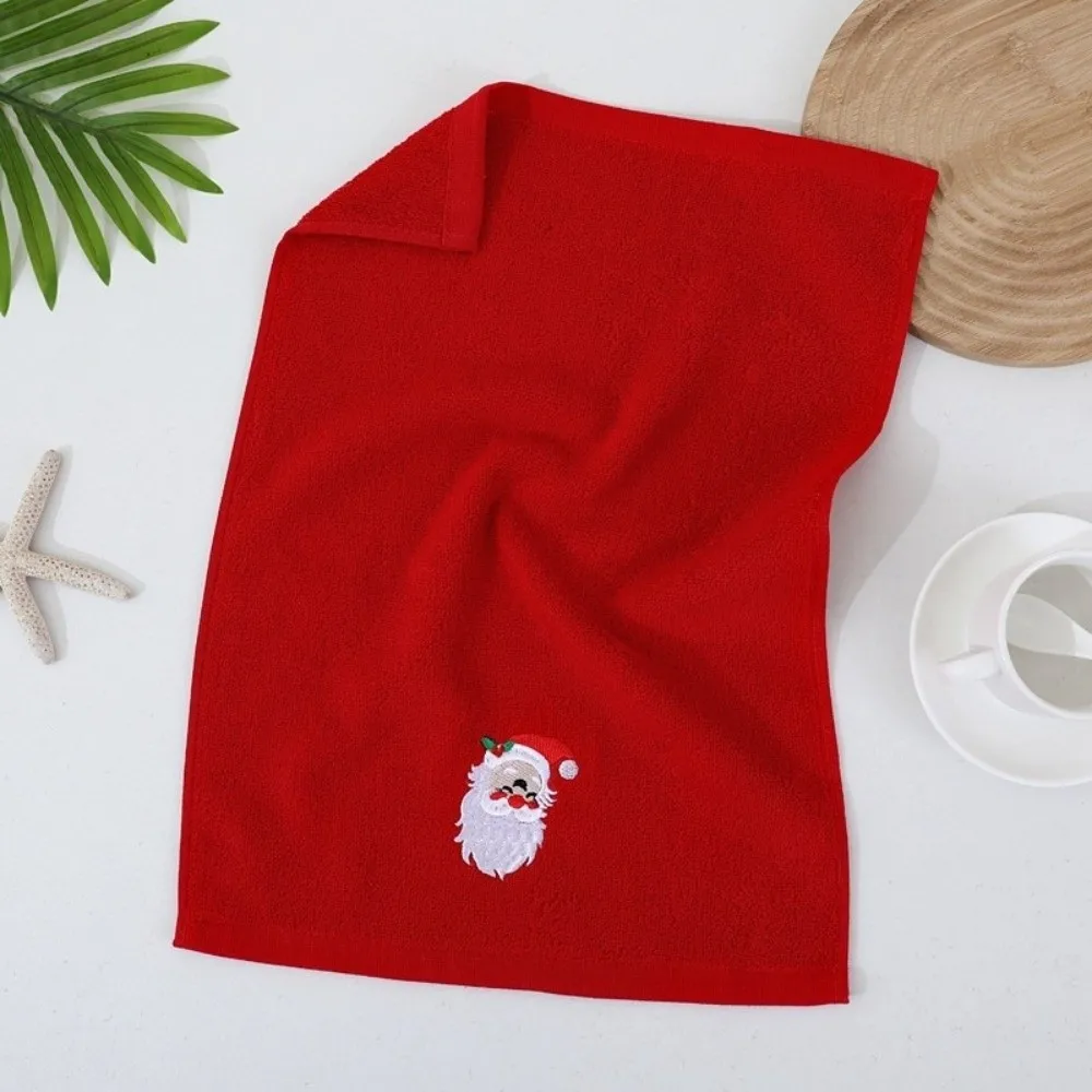 3/4Pcs Quick Dry Merry Christmas Kitchen Towels Embroidered Absorbent Christmas Face Towel Soft Cotton Santa/Elk