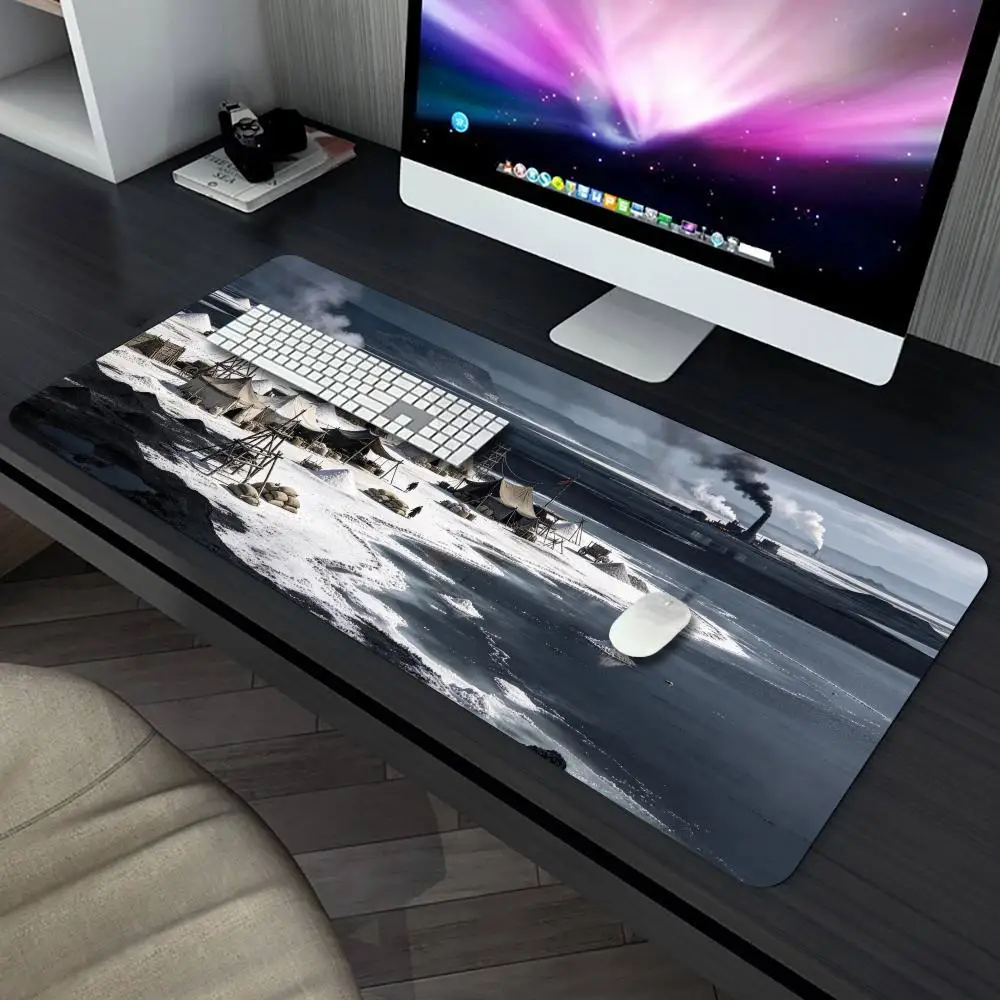Retro Exploration Camp TCG Mouse Pad Extended Desk Mat Stitched Edge Non‑Slip Keyboard Mat for Gaming Home Office CP Game Mat