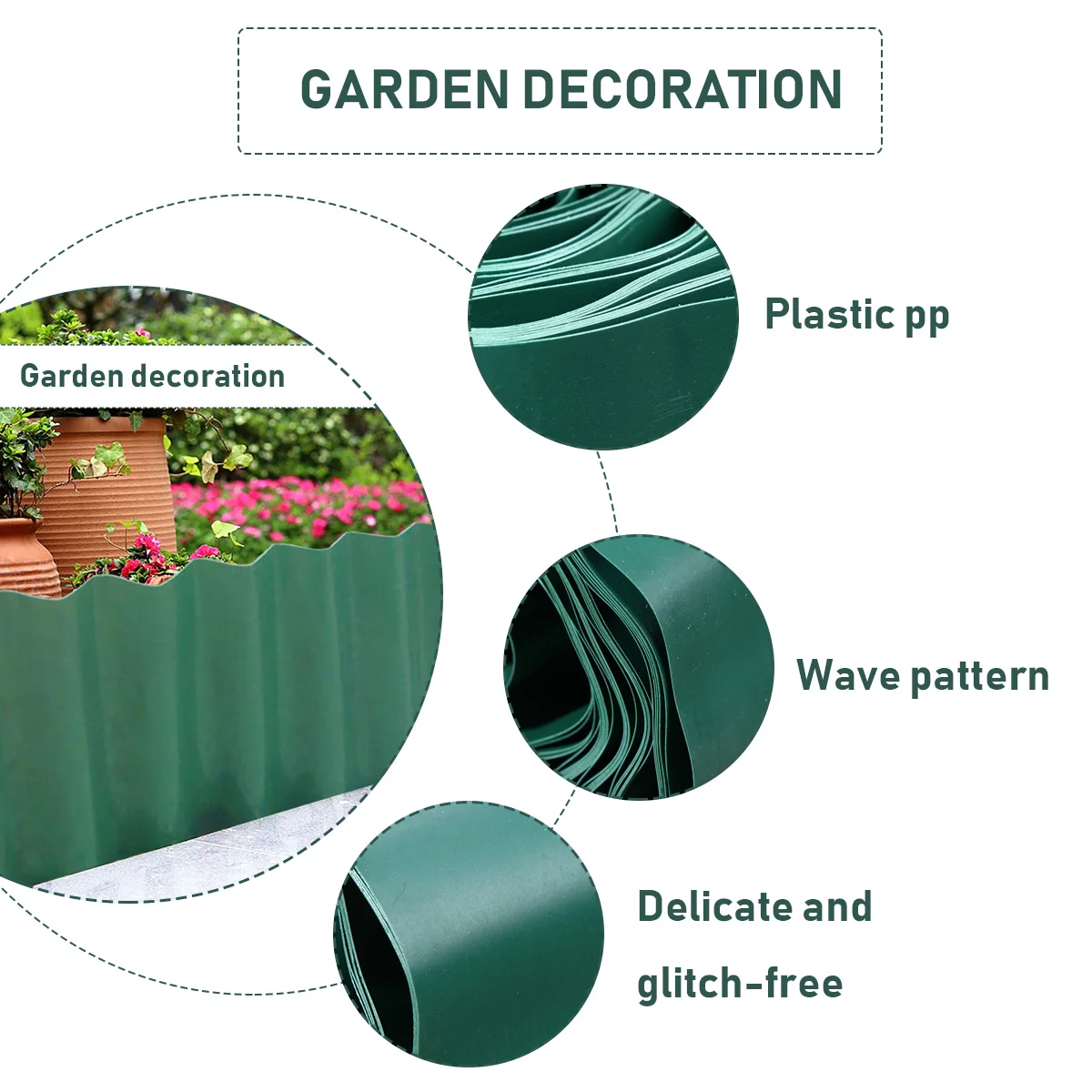 

1 Roll 9M Green Pp Plastic Fence Landscape Edging Durable Garden Border For Mulch Rock Soil Retention Diy Backyard Decorative