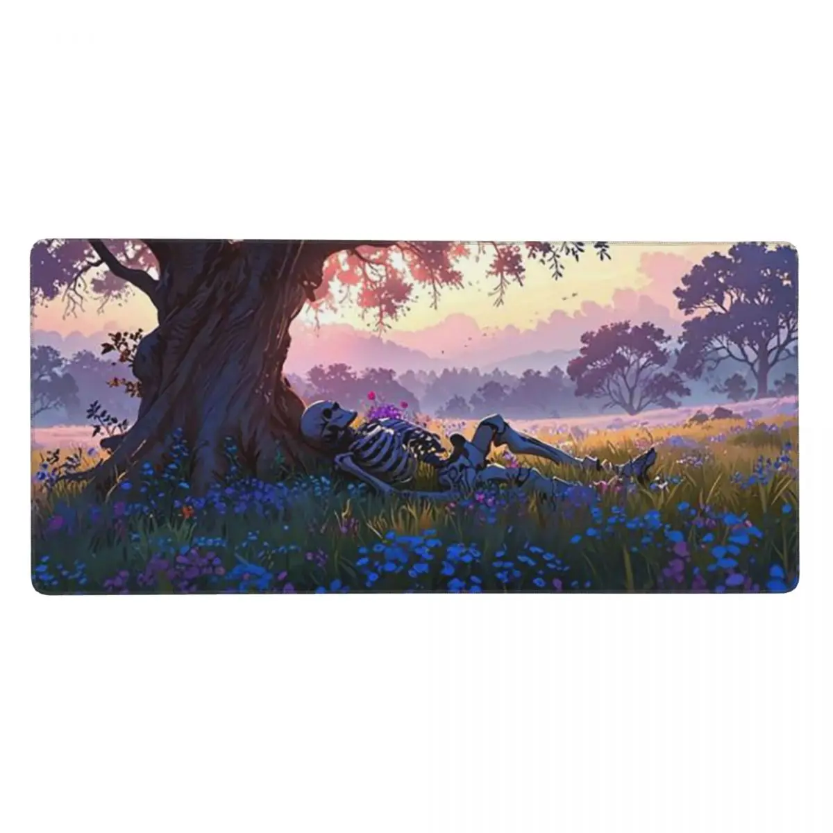 Skeleton Is Lying On Grass Large Mouse Pad Computer Keyboard Mouse Mat Gamer PC Laptop Desk Mat Office Accessories Table Mats