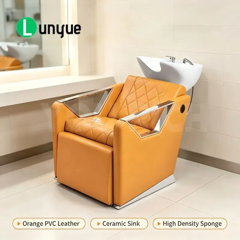 Modern PVC Leather Shampoo Chair High Density Sponge Barber Shop Hair Washing Station Comfortable Durable Styling