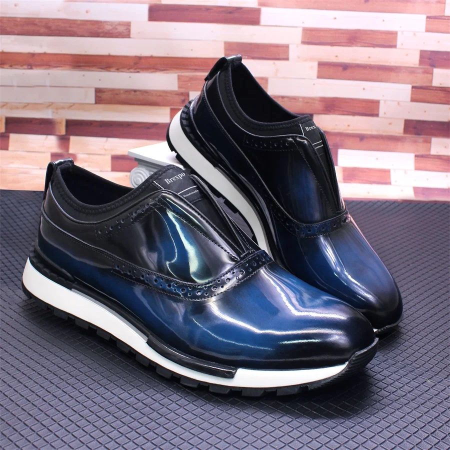 Men's Leather Shoes Comfortable Casual Men's Shoes Non-Slip Sole Glossy Sneakers Wedding High-End Occasion Dating Men's Shoes