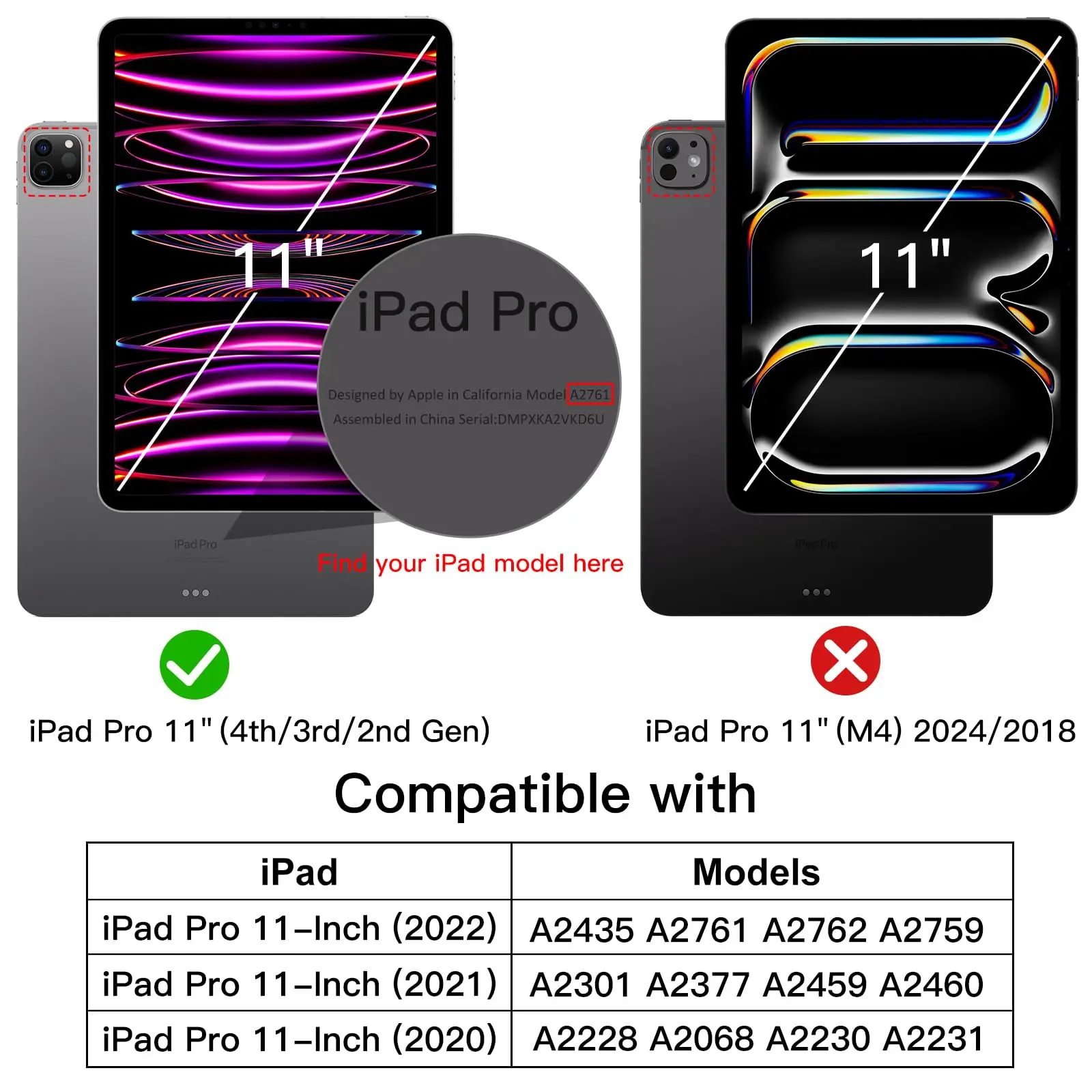 Case For iPad Pro 11 (2022/2021/2020/2018) Model A2435 A2761 A2762 A2301 A2459 A2460 A2068 A2230 A2228 A2231 A2013 A1934 Cover