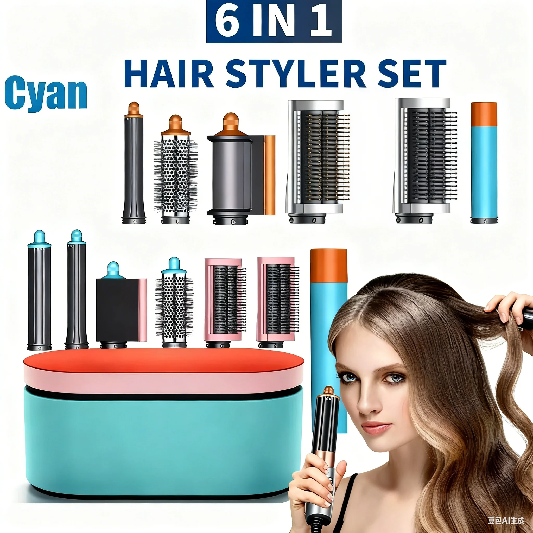 المهنية عالية السرعة متعددة نمط 6 في 1 الأيونية مصفف شعر 1300 واط قوية مجفف للنفخ التجفيف السريع السيارات التفاف فرشاة الهواء الساخن