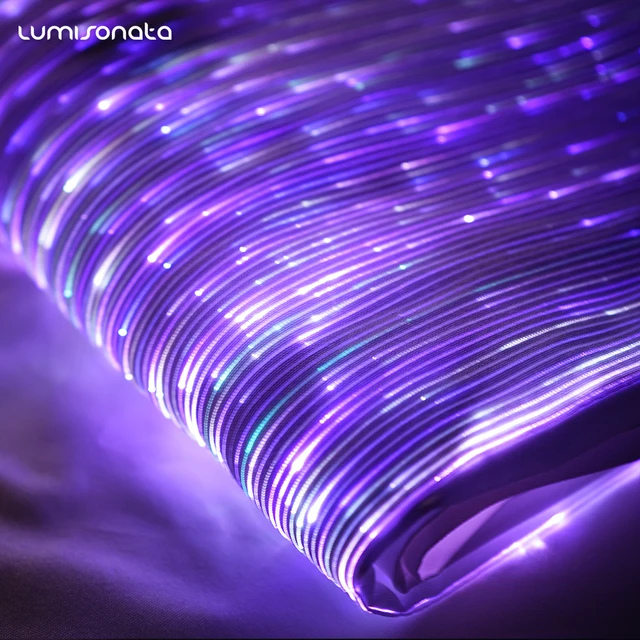 Lumisonata Led Fiber Optic Fabric z 7 wymiennymi kolorami świecących tekstyliów świecących w ciemności brokatowych designerskich tkanin DIY Dress