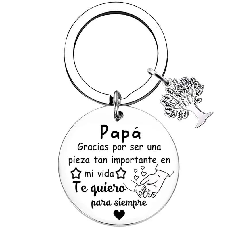 Spanish Dad Gifts From Son Daughter Keychain Father Keyring Daddy Papa Men Jewelry For Father\'s Day Birthday