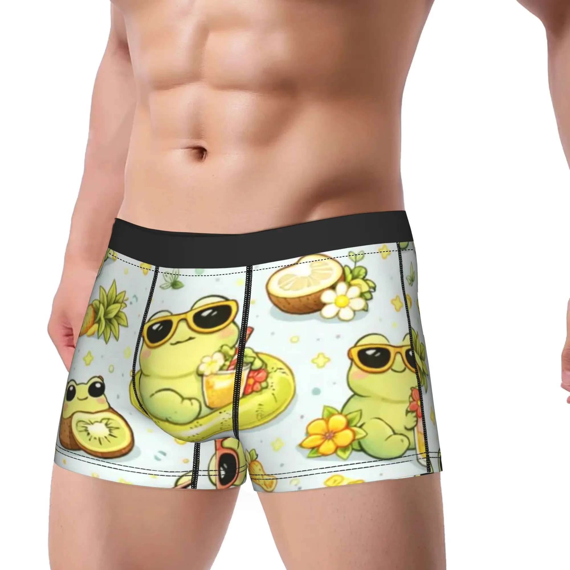 Frog Jungle of The Neck  Underwear  Comfortable Underpants Custom Boxer Brief For Males 3D Pouch Large Size Trunk