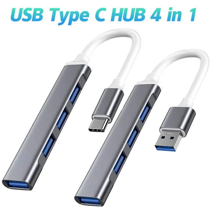 4-портовый USB-хаб 3.0, расширитель Type-C на USB 3.0, разветвитель для ПК, ноутбуков, аксессуары, OTG, мульти-док-станция для Macbook Air Pro