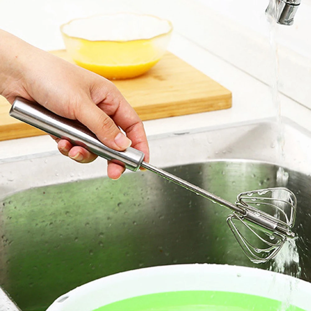 Manual Press-Type DIY Rotating Egg Whisk Anti-Rust Non-Stick Food Blender For Baking