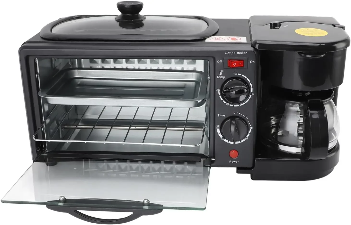 Freidora de aire Tostadora Horno inteligente, 17,9 x 7,7 x 7,5 pulgadas Convección de encimera 3 en 1 Estación de desayuno multifuncional para el hogar Tostadora Ove