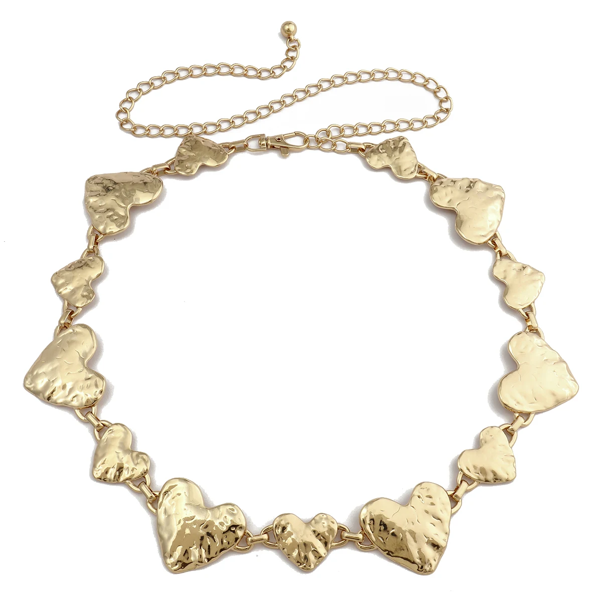 

Retro metal heart-to-heart chain, belt, metal jewelry, big heart, small heart and warm heart for women