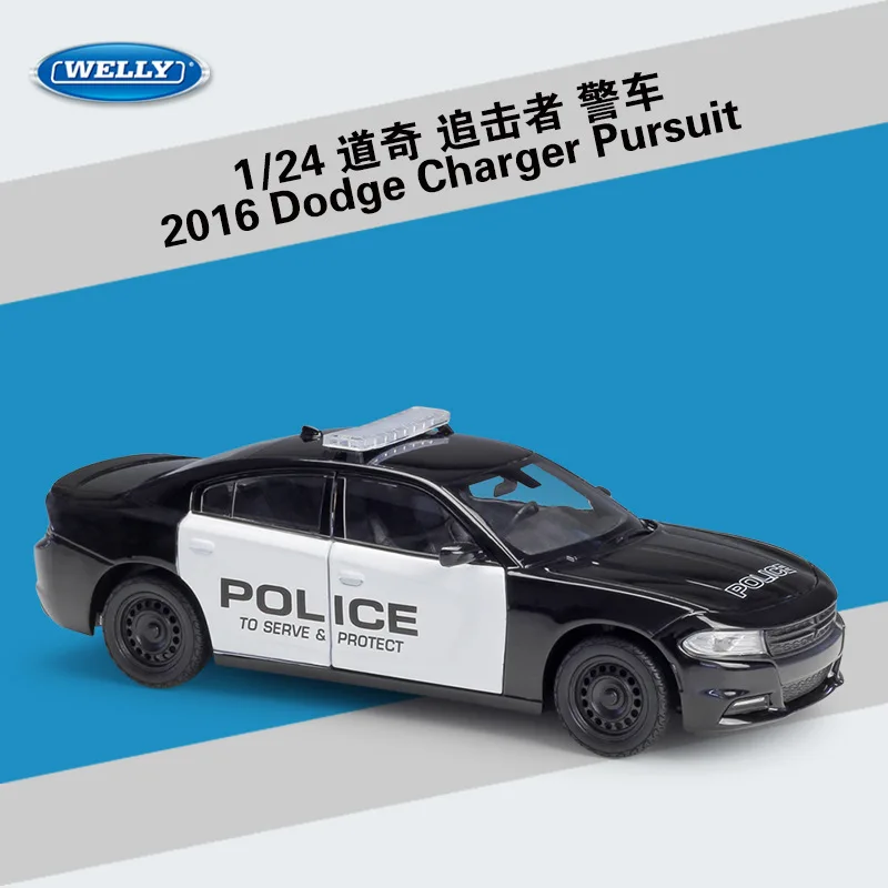 

WELLY 1:24 2016 Dodge Charger Pursuit Alloy Luxury Vehicle Diecast Pull Back Car Goods Model Toy Collection B110