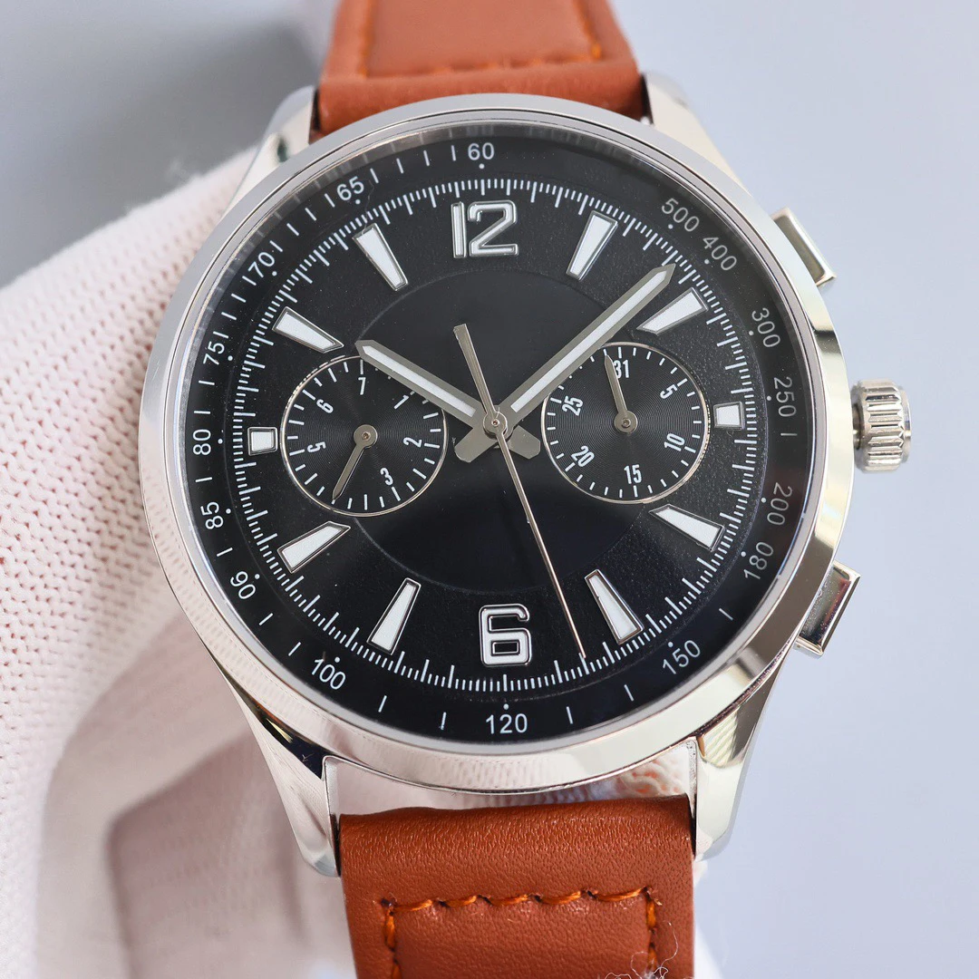 

Customized watch, 42mm, sapphire glass mirror, custom integrated movement, leather strap