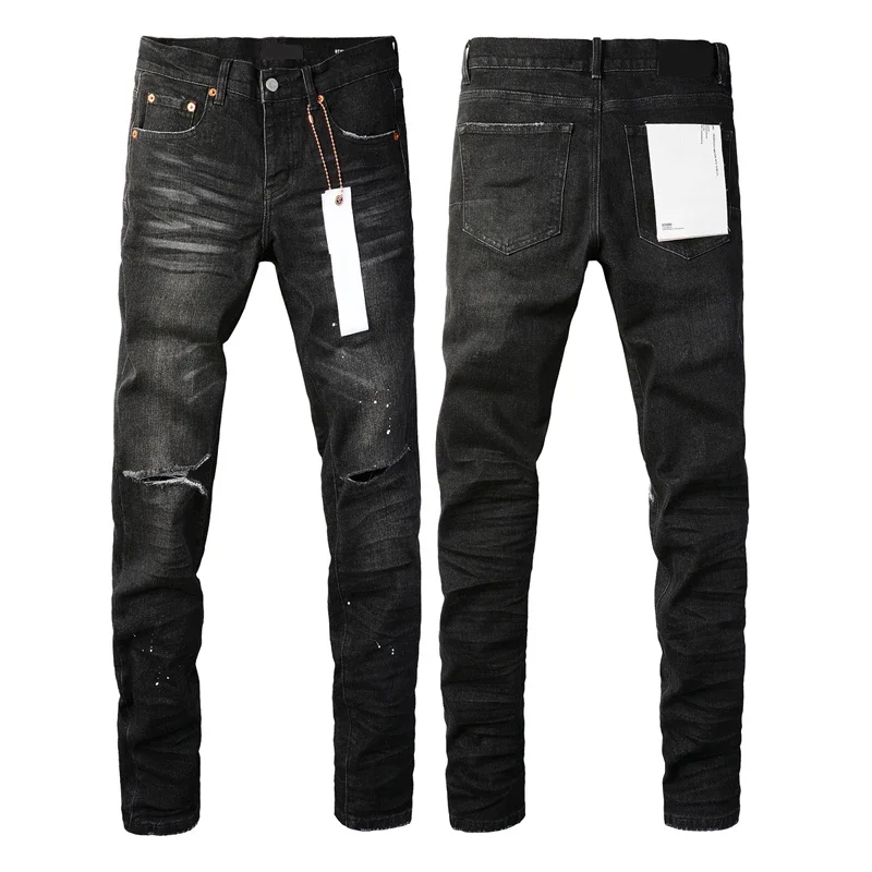 

Classic Black BRANDS Jeans Europe American Popular Stretch Slim Denim Pants 24SS Fashion New Retro Brands Ripped Trousers