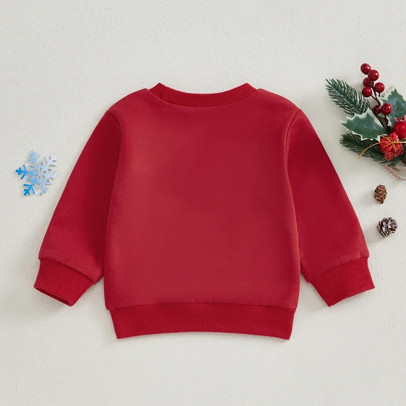 Baby Christmas Sweatshirts Classic Letter Pattern Long Sleeve Pullovers Toddler Winter Pullover Tops