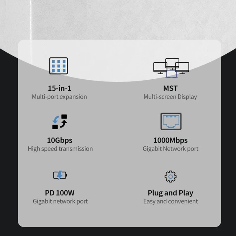 USB C 도킹 스테이션 트리플 모니터 멀티 포트 도킹 스테이션, Dell Windows Macos용 C 타입 허브-HD, 15 in 1, 4K60hz