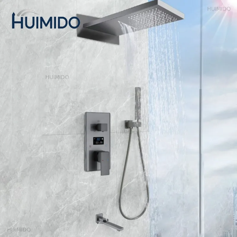 Concealed Shower Faucets Household Recessed Practical Double Handle Digital Bathroom Faucet Shower Head Bathroom Accessories