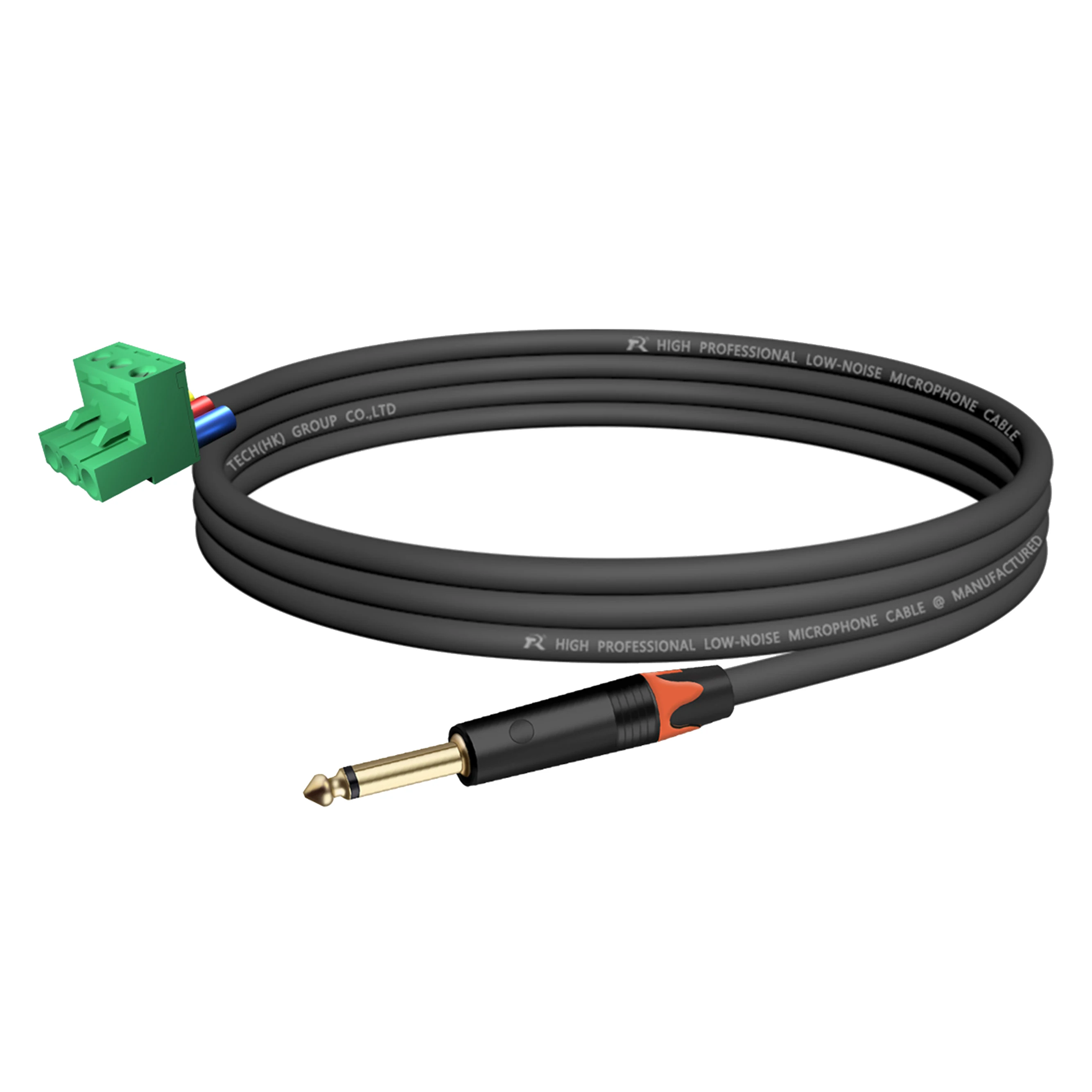 Phoenix Terminal Connector Audiokabel, 6,5 mm (1/4 Zoll) TS-Stecker auf 3-poliger 5,08 mm/0,2 Zoll Rastermaß PCB Phoenix, Mono-Audiokabel – Detail 7