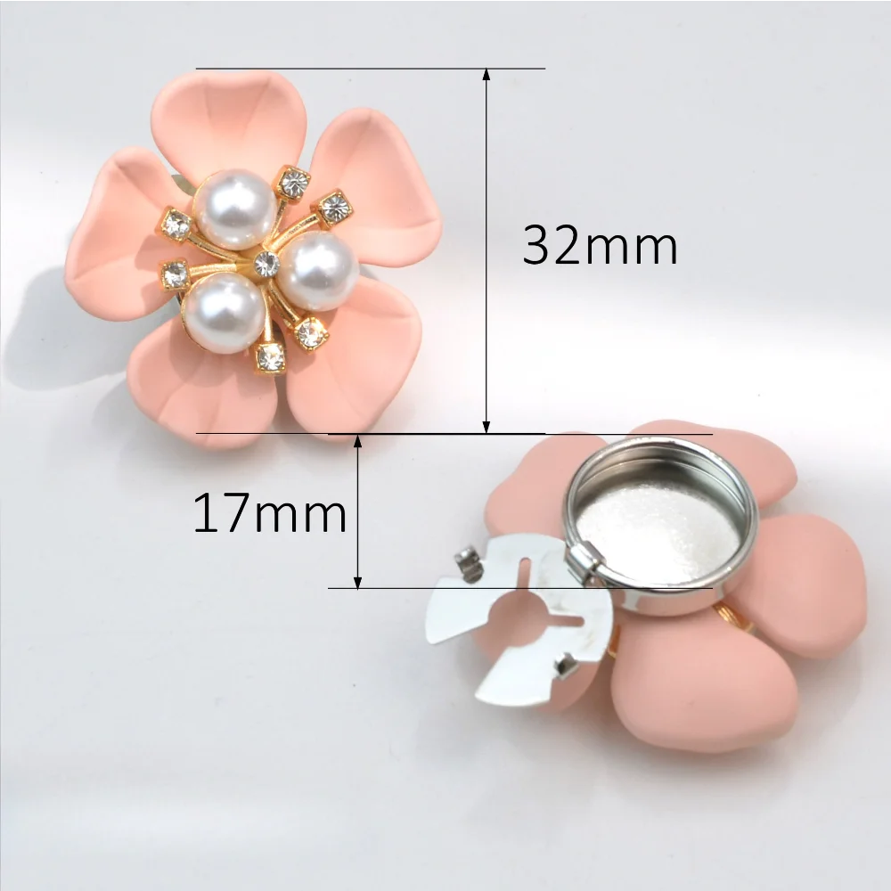 Multi Colored Pearl Flower Cufflinks Button Cover Retro Elegant Three-dimensional Floral Cufflinks Pearl Studded  Chest Flower