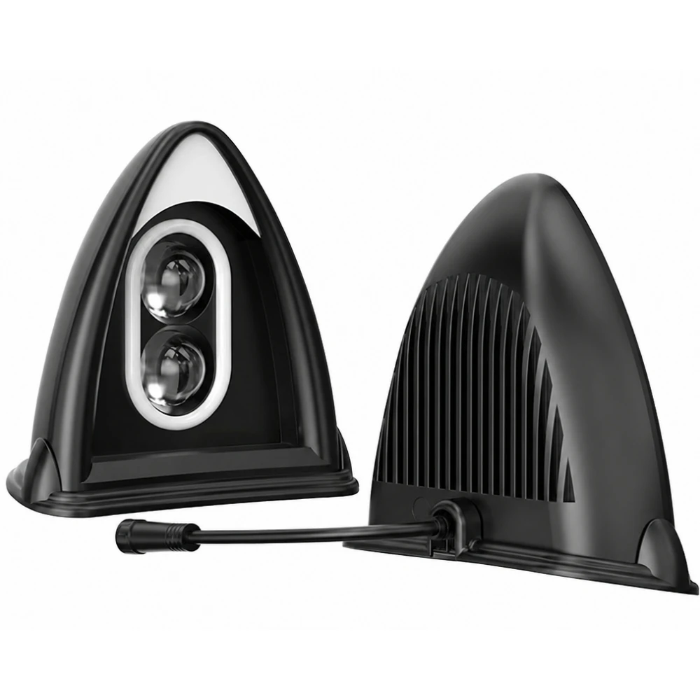 POVTOR 2PCS Cat-Ear LED Roof Pod Lights with Ice Blue DRL & White High Beam, Remote Control, IP67, No-Drill Mount