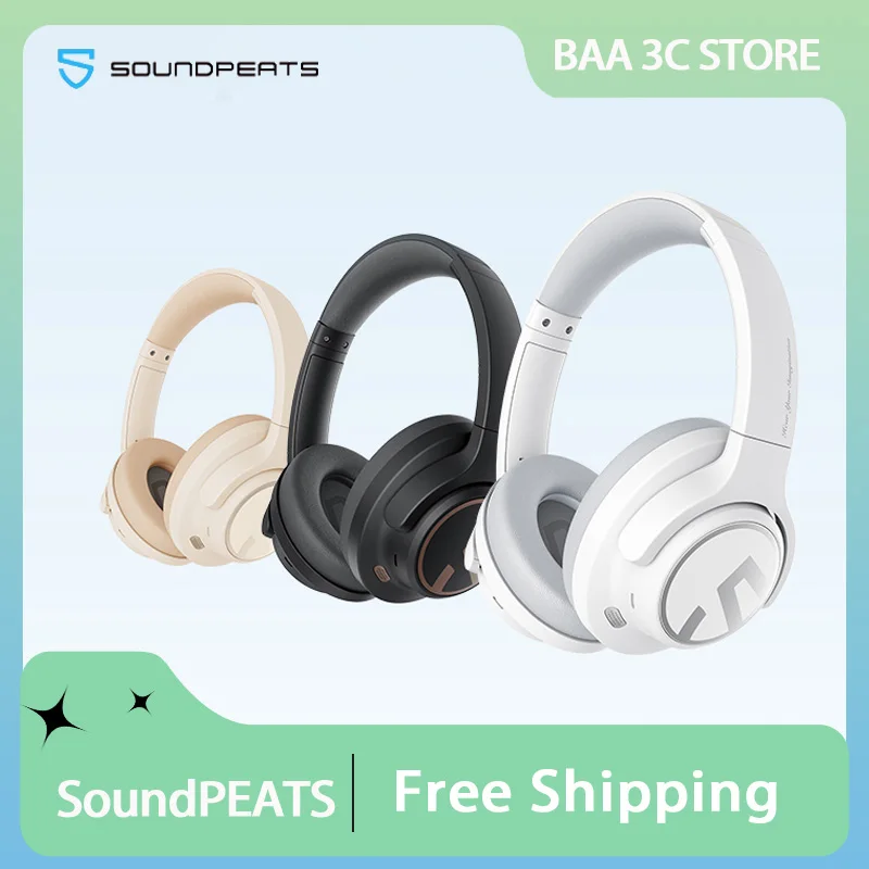 

Soundpeats Space Wireless Bluetooth Headphone Subwoofer Active Noise Reduction HiFi HD 123h Endurance Low Latency Game Earphones