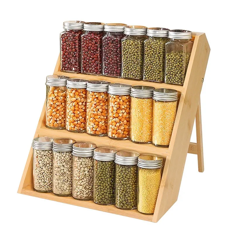 

Kitchen Countertop Wooden Spice Multilayer Seasoning Storage Rack